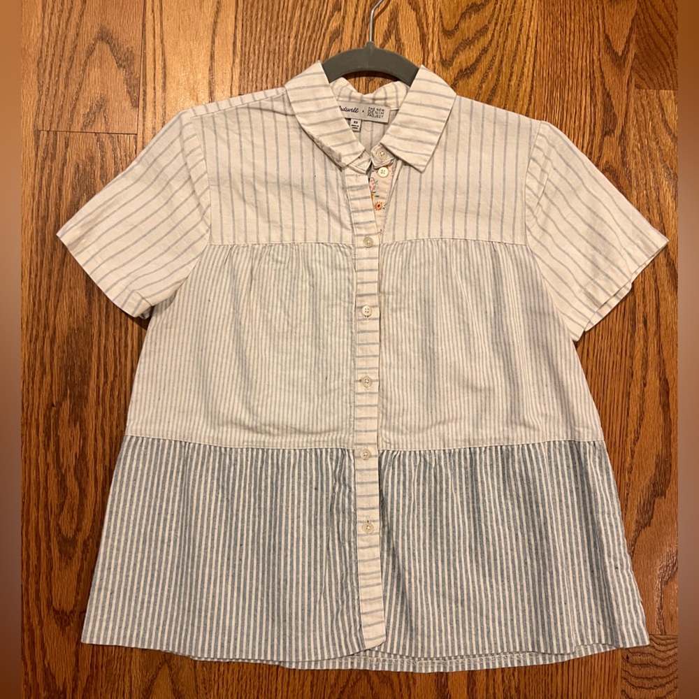 Madewell x The New Denim Project® Stripe-Mix Seamed Button-Down Shirt Sz XS